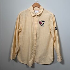 Karl Lagerfeld Paris Limited Edition Yellow Striped Patch Button Down Shirt